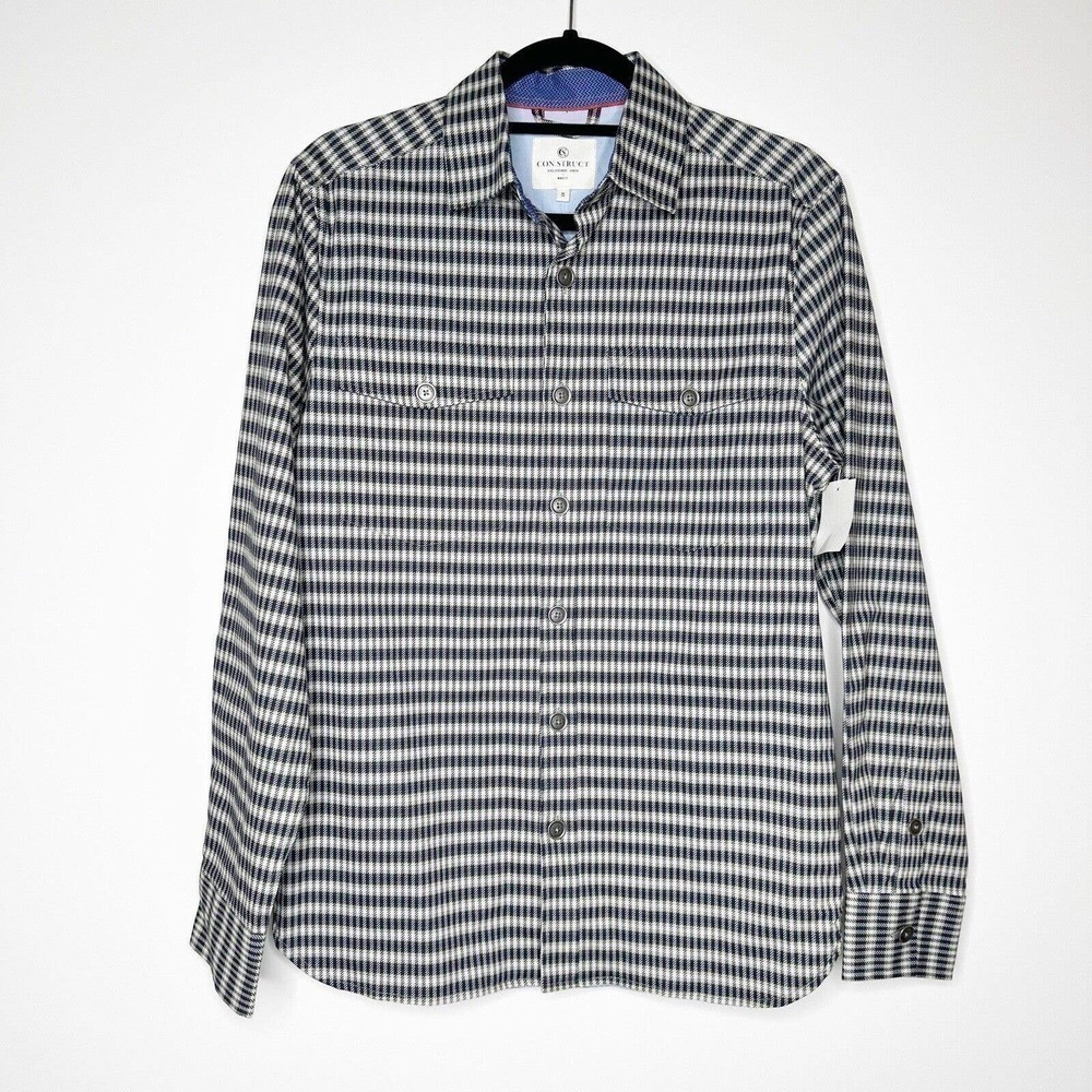 NWT Construct Men's Button Down Plaid Shirt Engineered Goods Blue Green Size S